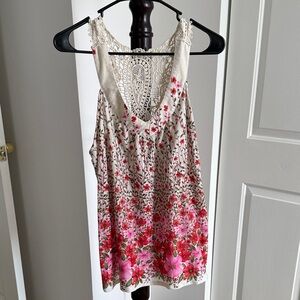 Forever 21 Pink Floral Lace Tank Top